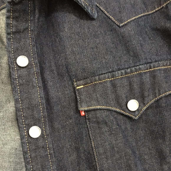 Men’s Pearl Snap Button Jean Shirt - Picture 3 of 5